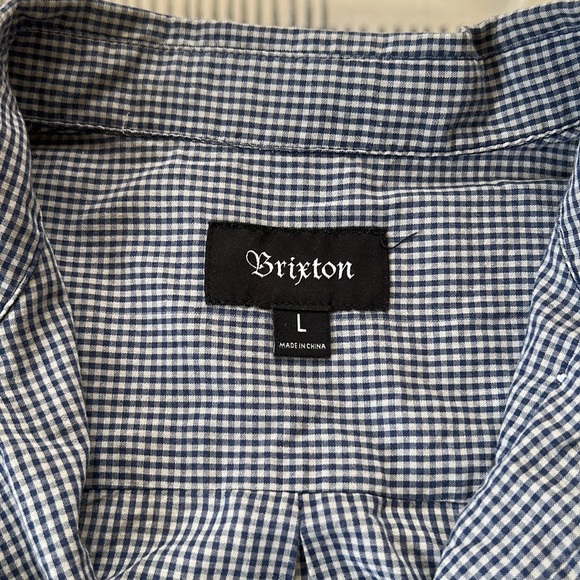 Brixton Blue/Grey Short Sleeve Single Pocket Button Up - Picture 2 of 6